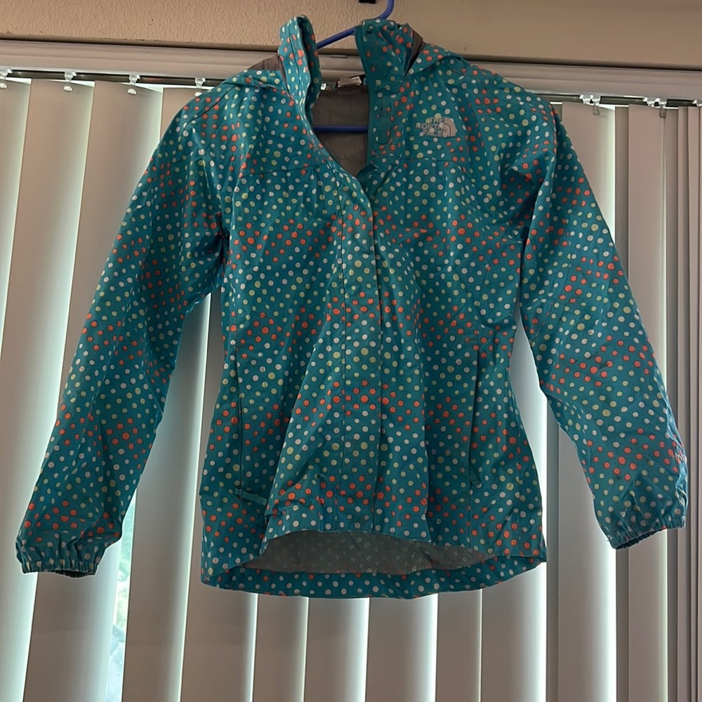 North face kids/girls rain jacket large